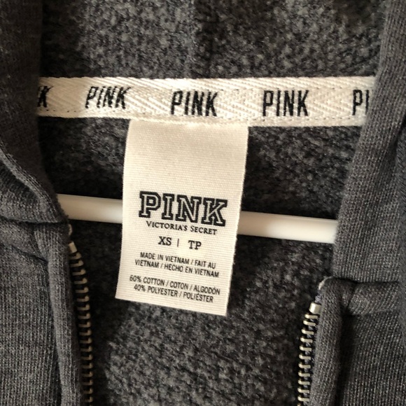 VICTORIA’S SECRET PINK ZIP UP HOODIE - GRAY XS - Picture 3 of 3